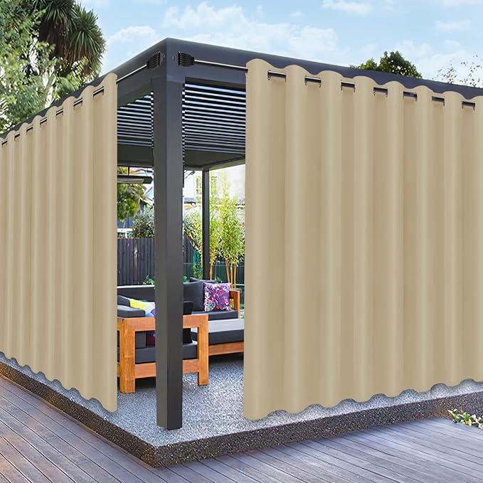 PureFit Outdoor Curtains for Patio Waterproof Weatherproof Outside Curtains | by PureFit