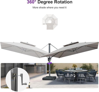 PURPLE LEAF Sunbrella Cantilever Patio Umbrella 12' X 12' Cast Ash | Sunbrella - Image 7