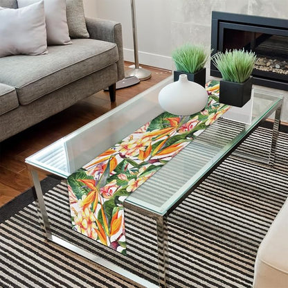 Tropical Exotic Flowers Bird Paradise Table Runner Kitchen Dining Table Runner 13*60in Table Center Decor for Indoor Outdoor Home Holiday Party