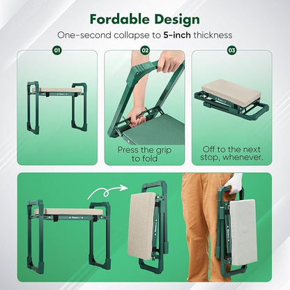 SakerPlus Garden Kneeler and Seat, Heavy Duty Foldable Garden Stool | 10-inch - Image 5