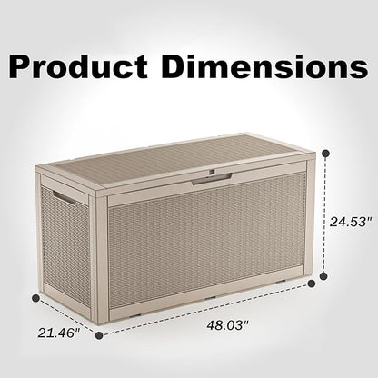 EasyUp 120 Gallon Deck Boxes Waterproof, Outdoor Large Storage Boxes with Lids, Outside Resin Storage Box & Deck Boxes for Patio, Garden Use（Gray）