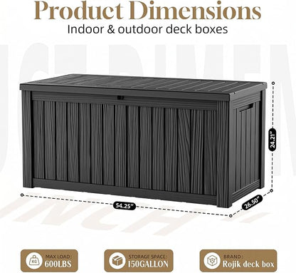 ROJIK 149 Gallon Outdoor Storage Box Waterproof, Weatherproof Deck Boxes - Image 3