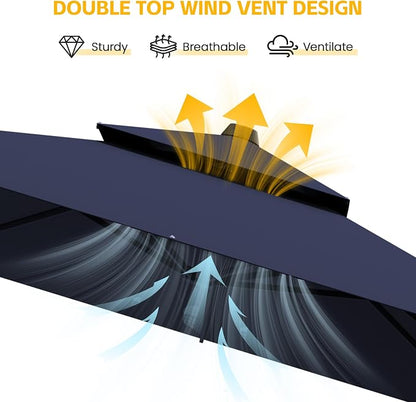 9x12 FT Patio Cantilever Umbrella, Rectangular Heavy Duty Offset Umbrella - Image 7