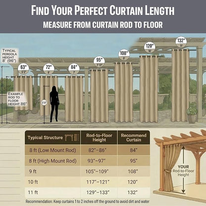 DIVA EN CAMINO DEC Outdoor Patio Curtain Waterproof Darkening Thermal Insulated - Image 3