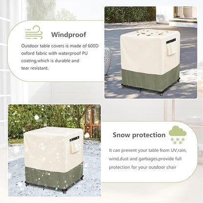 Outdoor Ottoman Cover 25 W x 25 D x 18 H inches,600D Heavy Duty Waterproof Patio Ottoman Cover,Patio End Table Covers