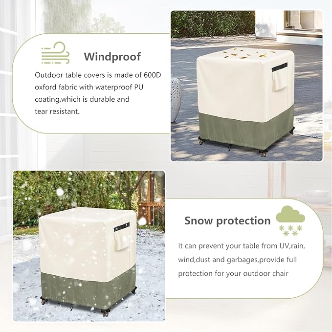 Outdoor Ottoman Cover 22 W x 22 D x 18 H inches,600D Heavy Duty Waterproof Patio Ottoman Cover,Patio End Table Covers