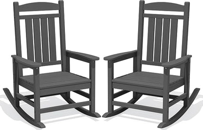 Oversized Outdoor Rocking Chairs Set of 2, HDPE Porch Rockers by KINGYES