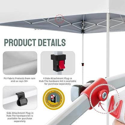 CROWN SHADES 10x10 Heavy Duty Canopy - Premium Pop Up Canopy Tent - Extra Sun Shade Protection with 400D Strength Oxford Fabric - Great for Trade Shows, Events, Tailgates & Commercial Use, White