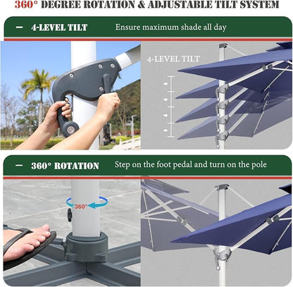 Cantilever Patio Umbrella with Cross Base and Cover Included - Image 2