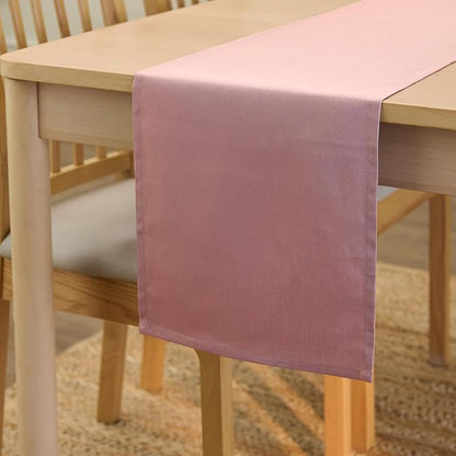 Encasa XO Table Runner 13"x72" Long | Cotton Canvas Fabric | Mauve Solid Color | Machine Washable & Durable