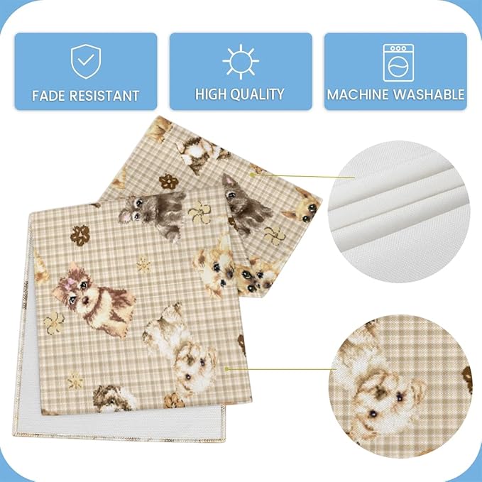 Cute Puppy Table Runner Kitchen Dining Table Runner 13*36in Table Center Decor for Indoor Outdoor Home Holiday Party