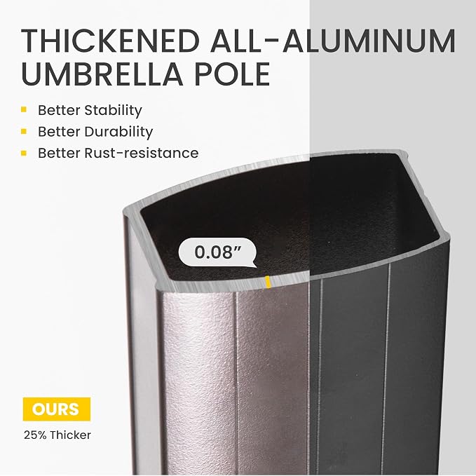 10x10 FT Outdoor Cantilever Patio Umbrella, Fog Grey | Aluminum Frame, - Image 9