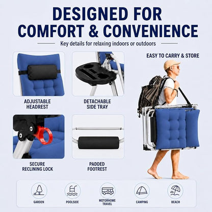 Yaheetech 26" Zero Gravity Chair Adjustable, - Image 5