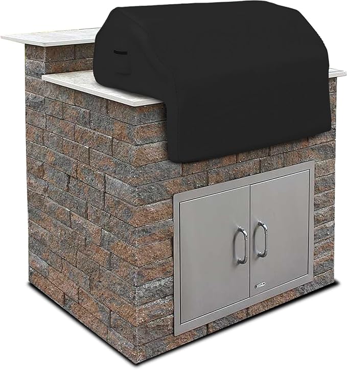 Covers & all Built-in Outdoor Grill Cover, Durable 12 Oz Waterproof Cover Max Material with Air Pocket & Elastic for Snug Fit (48" W x 27" D x 26" H Inches, Black)