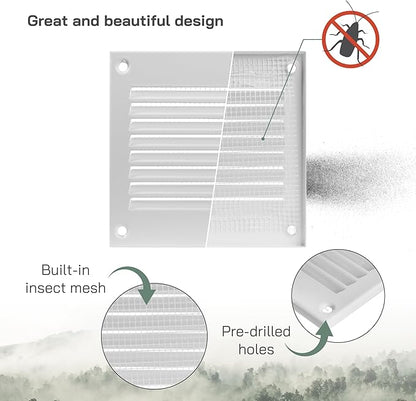 Vent Systems 4'' x 4'' Inch (Overall Dimensions) - White - Air Vent Cover Metal Air Return Grill with Built in Pest Guard Screen HVAC Vent Duct Cover for Home Improvement