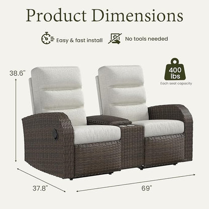 Oversized Wicker Outdoor Recliner Lovseat - Image 2