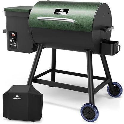 Electric Wood Pellet Smoker Grill 8 In 1 BBQ Grills for Outdoor Grill with Auto Feed & PID Temperature Control (180-450°F) and Rain Cover 456 Sq.In Cook Area for Backyard New House Gifts