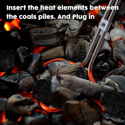Kitosun Electric Charcoal Starter – Superior BBQ Grill Fireplace Coal Lighter Easy & Quick Ignite Briquettes |No Sparks or Flames | 304 Stainless Steel Coils Elements 5ft Long Cable (Extra Long 700W)