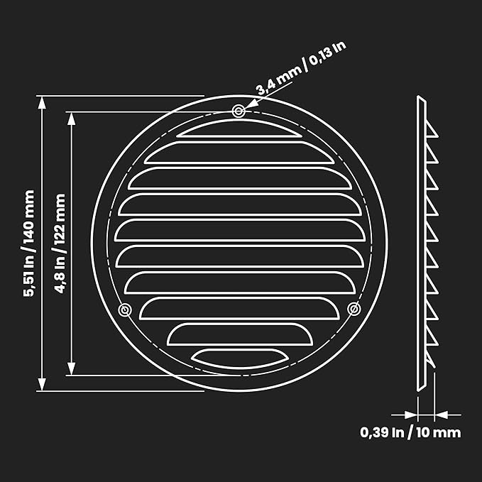 Repa Market 5-Pack 4 Inch (Opening Dimensions) Round Air Vent Cover/White Galvanized Steel Louvered Grill Cover with Mesh Screen/Wall or Ceiling Vent/HVAC Register for DIY Home Improvement