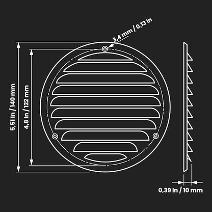 Repa Market 2-Pack 4 Inch (Opening Dimensions) Round Air Vent Cover/Black Galvanized Steel Louvered Grill Cover with Mesh Screen/Wall or Ceiling Vent/HVAC Register for DIY Home Improvement