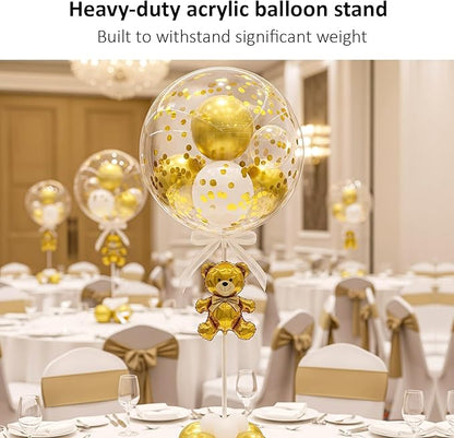 Reusable Acrylic Balloon Stand Kit – Heavy Duty Tabletop Display with Sticks and Base, Ballon Stands for Centerpieces, Centerpiece Table Decorations for Parties (6 Pack 24 inch)