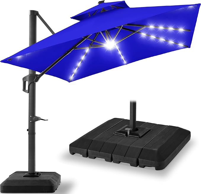 Best Choice Products 12x12ft LED Cantilever Patio Umbrella w/Base Included & by Unknown