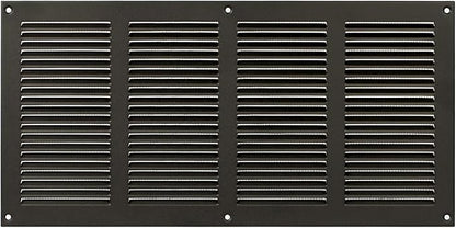 Repa Market Air Vent Cover 16x8 Inch (Outer Dimensions) Anthracite Galvanized Steel Louvered Grill Cover with Mesh Screen/Wall or Ceiling Vent/HVAC Register for Indoor and Outdoor Ventilation