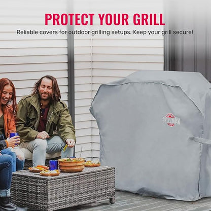 Grillman Premium Grill Cover for Outdoor Grill - Heavy-Duty Waterproof BBQ Grill Cover - Rip-Proof and Wind-Resistant - Large Barbecue Gas Grill Cover for Backyard - Gray (64" L x 24" W x 48" H)