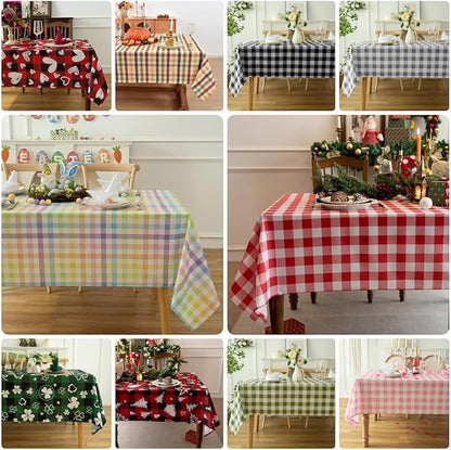 Classic Gingham Buffalo Tablecloth Fabric - Oblong 90x132 Inch Water Proof Checkered Table Cloth for Indoor Outdoor - Table Cover for Birthday, Picnics, BBQs, and Parties