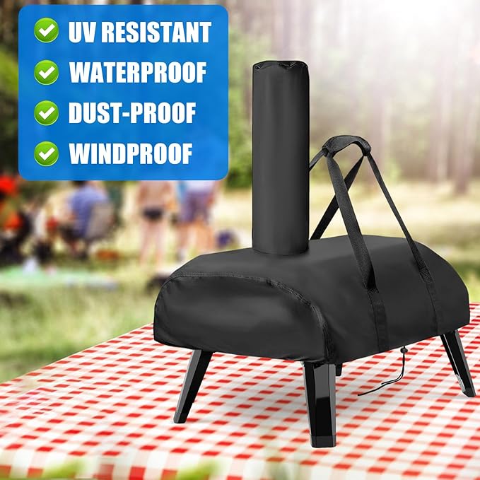 Pizza Oven Cover, for Aidpiza 12" Wood Fired Pizza Ovens for Polarco Forgeco Gas Pizza Grill, Heavy Duty Outdoor Accessories Portable, Waterproof Carry Cover