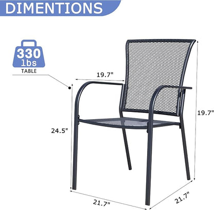 Outdoor Metal Patio Chairs Set of 2, Stackable Iron Mesh Dining Chairs - Image 2