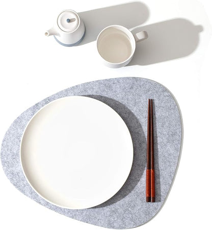 Chillify Table Coaster Set of 6 | Non-Slip, Heat-Resistant, Washable Placemats | Suitable for Outdoor Use | Light Gray, Oval
