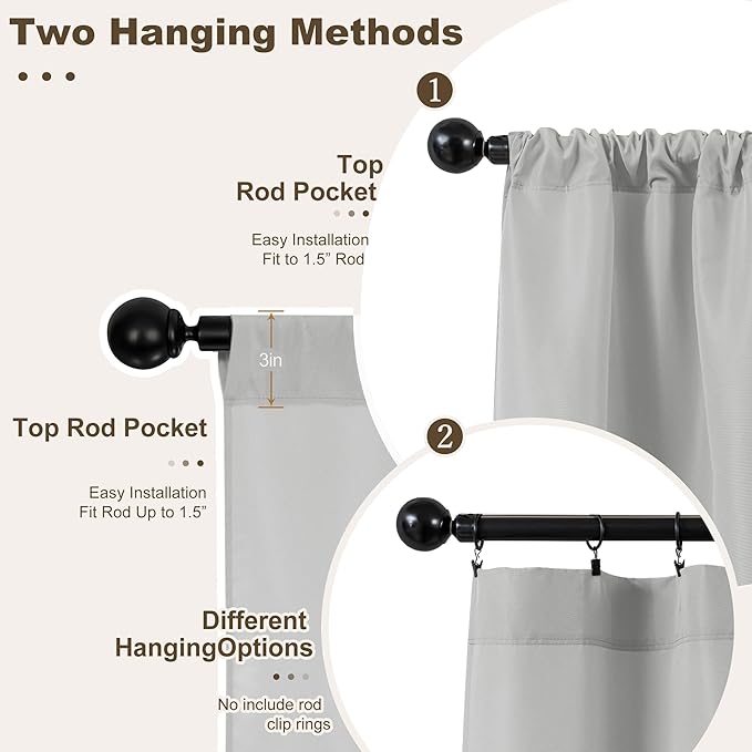 HolidayIdeas Outdoor Patio Curtains Waterproof with Rod Pocket 6 Panels 54x95 Inch- Protect Privacy & Weatherproof Balcony Outdoor Curtains for Apartments,Porch, Gazebo, Pergola, Silver Grey