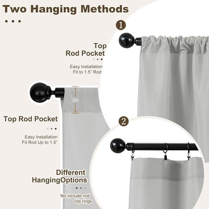 Outdoor Curtains for Patio Waterproof Rod Pocket 4 Pcs 54x95 Silver Grey | - Image 3