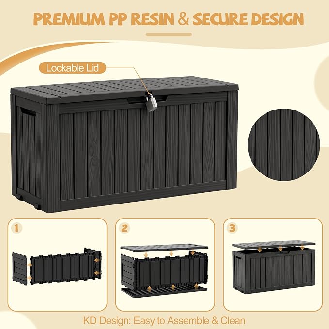 Outdoor Storage Box Waterproof, 150 Gal Gen 2 Resin Deck Box - Image 8