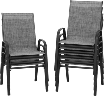 Patio Chairs Set of 8, Outdoor Stackable Dining Chairs | All Weather Textilene by PIZZELLO