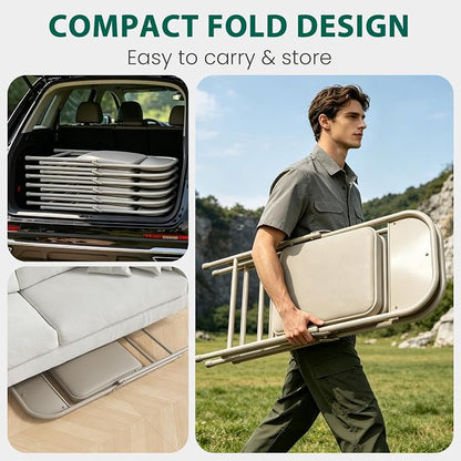 10 Pack Padded Folding Chairs, Portable Metal Foldable Chairs - Image 6