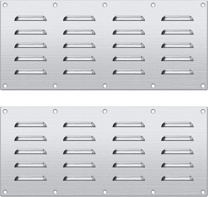 4 Pack Stainless Steel Venting Panel for BBQ Grill Accessory, 15x6.5 Inch (20-Slots), 304 Grade Metal Vent Cover for Masonry Fire Pits & Outdoor Kitchens, Weather Resistant, 15" by 6-1/2"