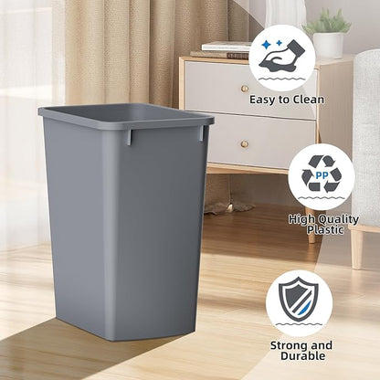 ROOMTEC 35QT Kitchen Trash Can, Lightweight and Sturdy Slim Trash Can, Wastebaskets for Office, Workspace, Kitchen, Bathroom, 2 Packs