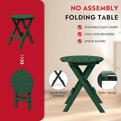 Costaelm Paradise 3-Piece Outdoor HDPE Folding Patio Bistro Table and Chairs, Dark Green