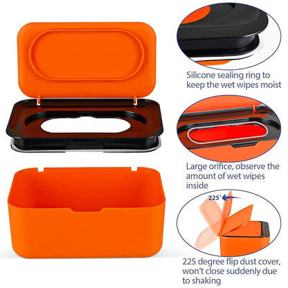 Baby Wipes Dispenser, Wipes Case Baby Wipe Holder Keeps Wipes Fresh, Non-Slip, Easy Open & Close (Black)