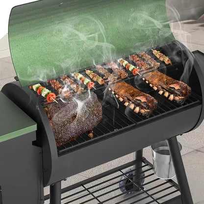 Pellet Smoker Grill Combo, 456 SQ.IN Cooking Area with PID Temperature Control (180-450°F) Electric BBQ Meat Grills & Smokers, Patio Backyard for Roast Outdoor