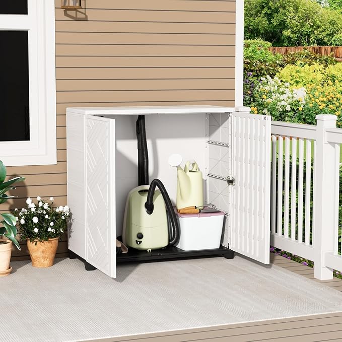 ADDOK Outdoor Storage Cabinet, 60 Gallon Waterproof Resin Patio Storage Cabinet - Image 6