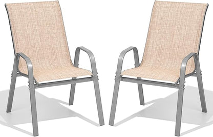Patio Chairs Set of 2, All Weather Outdoor Dining Chairs | Stackable Dining by Dovov