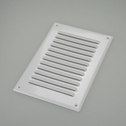 Square Ventilation Grille / 5" x 7" Inch Inside Measurement/White Metal Air Vent Louver - Inside/Outside use / 6.5" x 9.5" Inch Outer Measurement