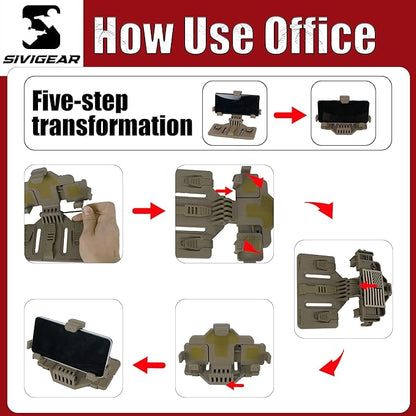 Tactical Phone Holder Available in Full Size Plate Carrier Phone Mount Adjust Nylon Molle Phones Holder for Tactical,Car,Office (Coyote Brown)