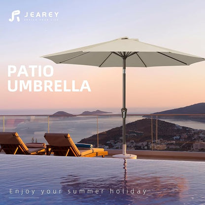 JEAREY 9FT Outdoor Patio Umbrella, Market Umbrella, Tan | Outdoor Table - Image 7