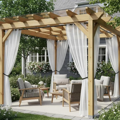 Semi Voile White Sheer Outdoor Curtains by HolidayIdeas