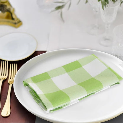 Buffalo Plaid Table Napkins Set of 100 Checkered Cloth Napkins 17x17 inch Washable Dinner Gingham Pattern Napkins Soft Napkins for Wedding Party Dining Banquet(Emerald and White)