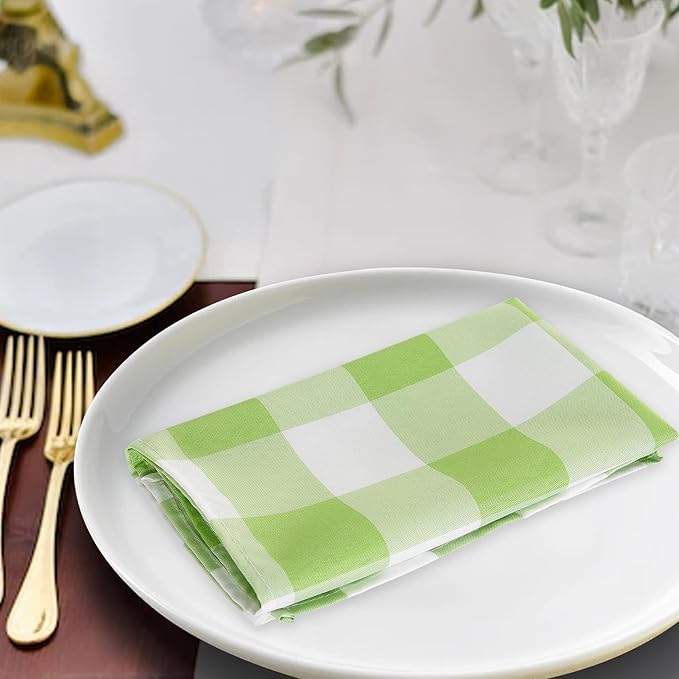 Buffalo Plaid Table Napkins Set of 12 Checkered Cloth Napkins 17x17 inch Washable Dinner Gingham Pattern Napkins Soft Napkins for Wedding Party Dining Banquet(Emerald and White)